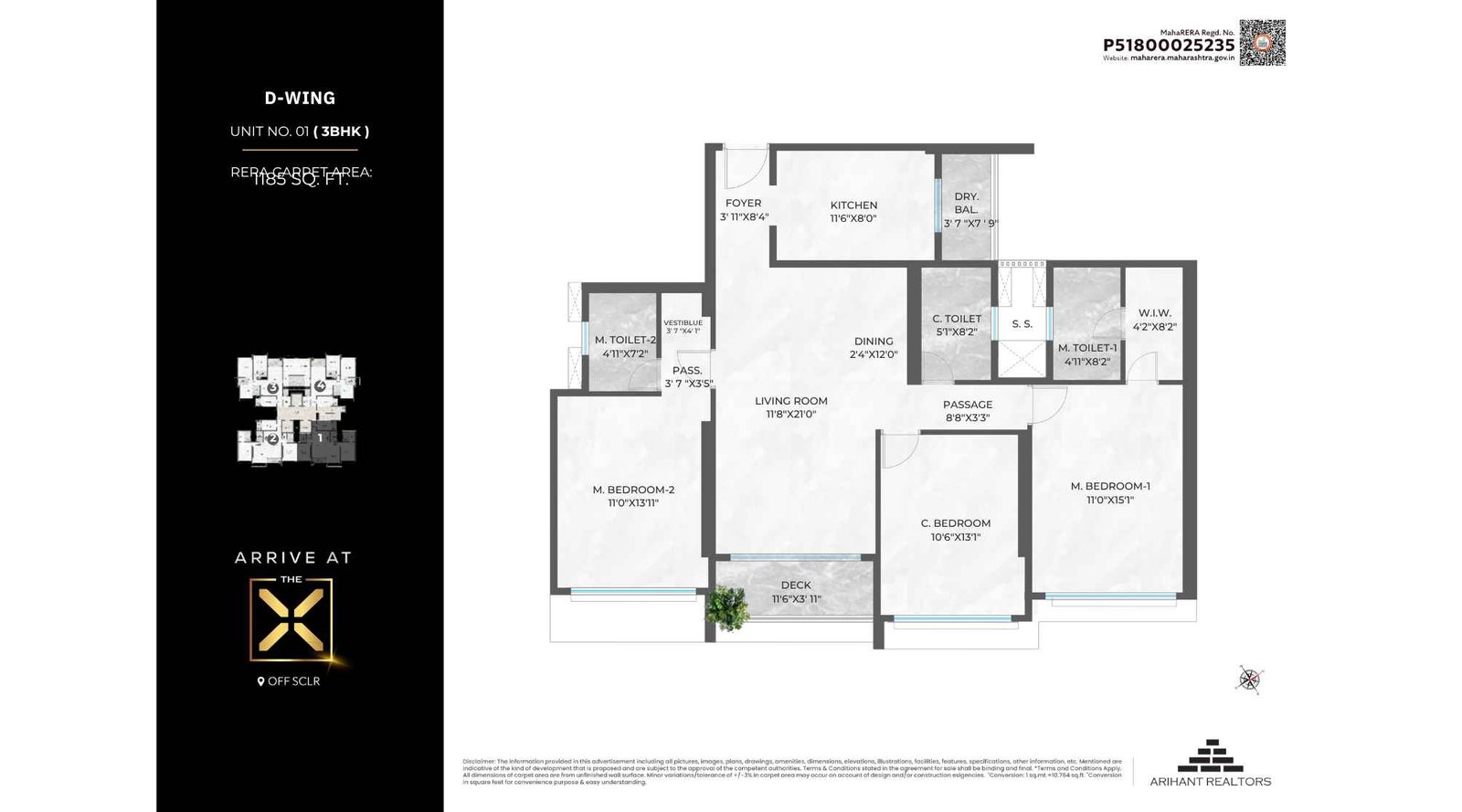 Arihant-F-Residences-Floor-Plan-3BHK-1185-sqft